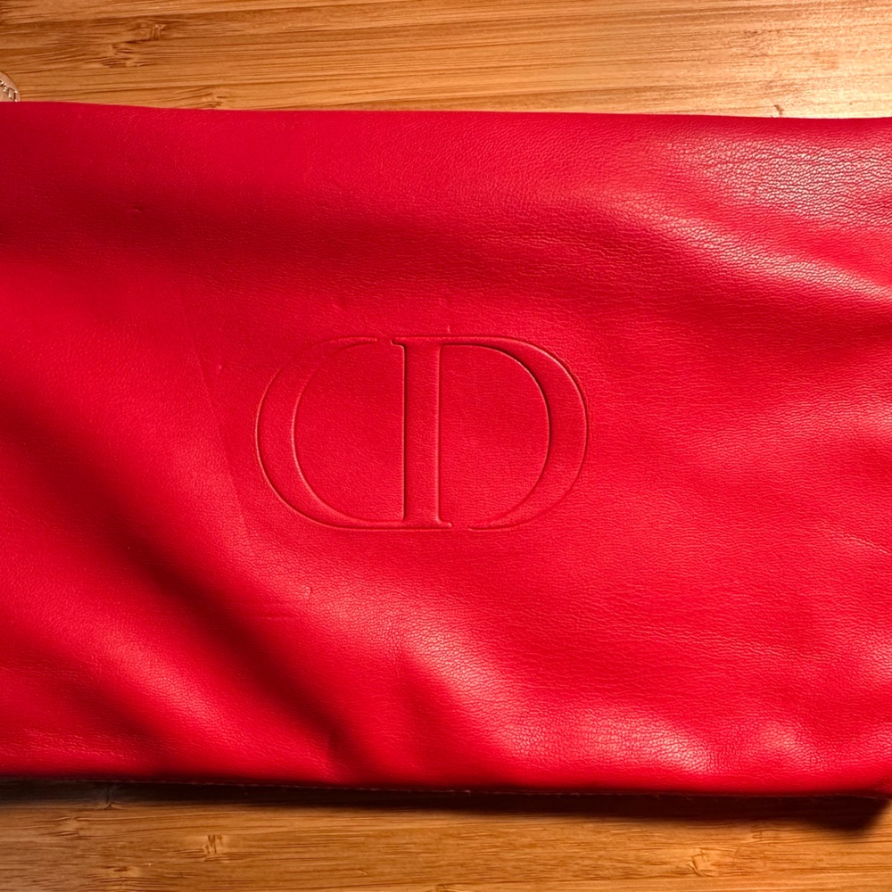 Dior two tone faux leather cosmetics pouch